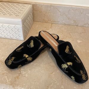 Zara black velvet mules size 37